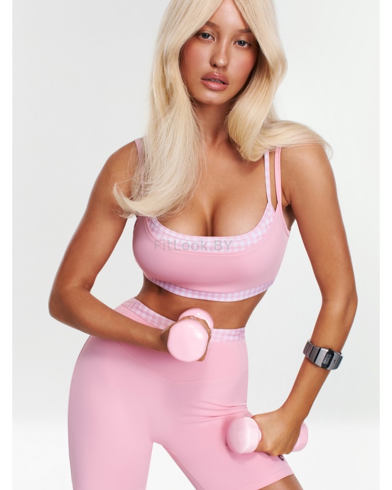Спортивный топ-бра Neverlate Gingham Pink 