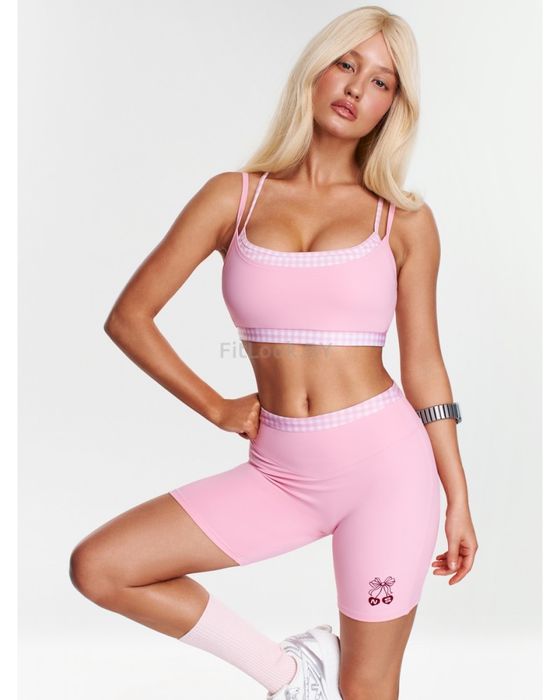 Спортивный топ-бра Neverlate Gingham Pink 