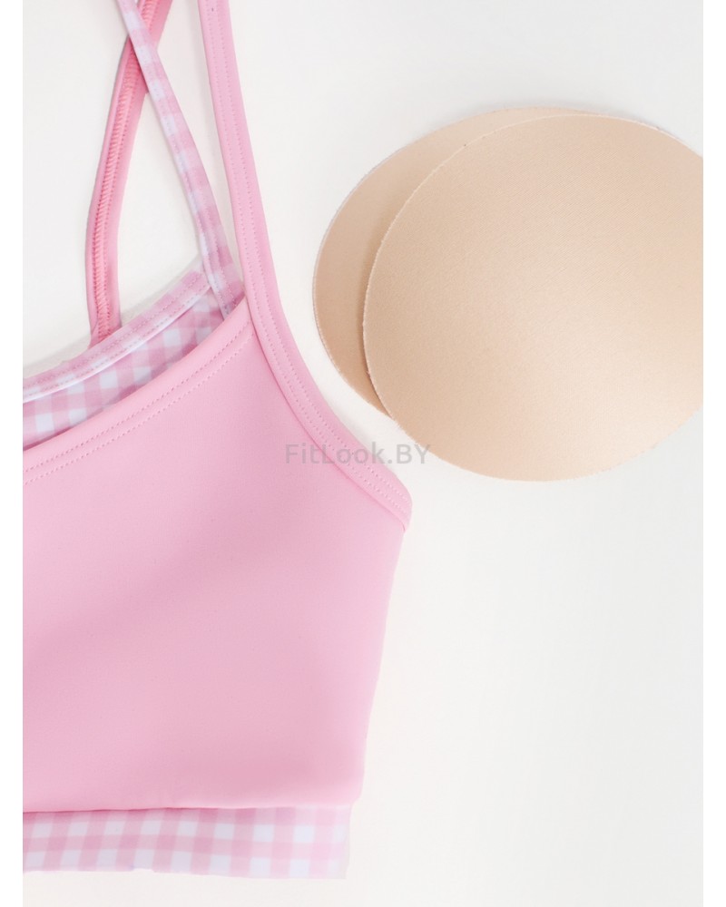 Спортивный топ-бра Neverlate Gingham Pink 
