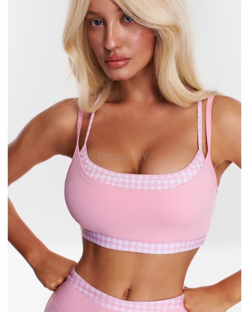 Спортивный топ-бра Neverlate Gingham Pink 