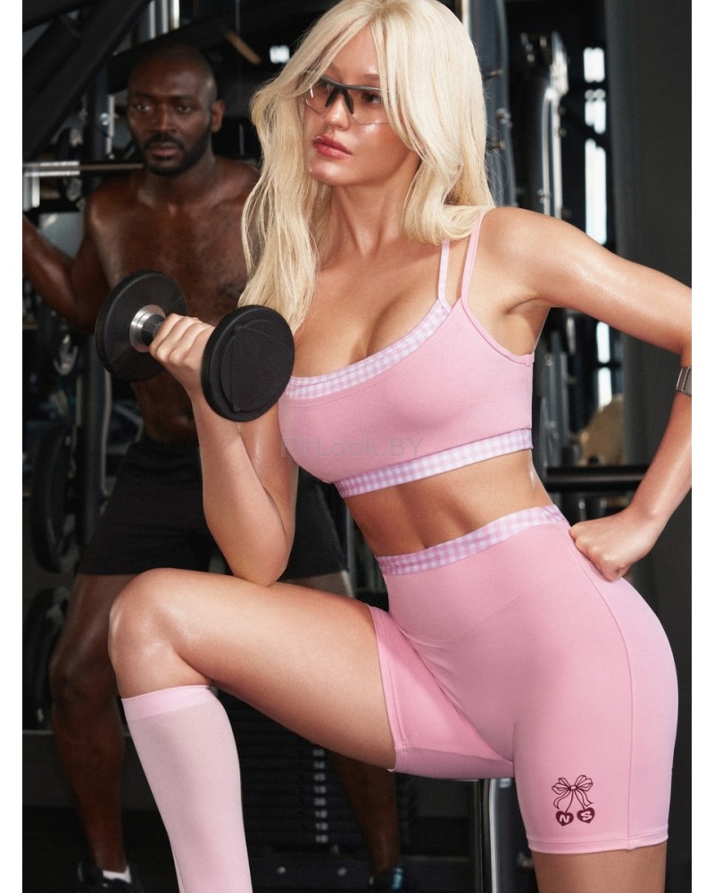 Спортивный топ-бра Neverlate Gingham Pink 