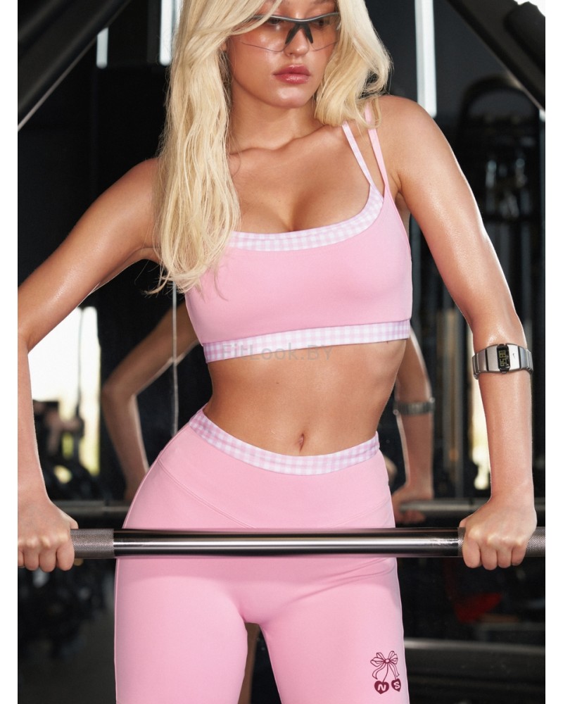 Спортивный топ-бра Neverlate Gingham Pink 