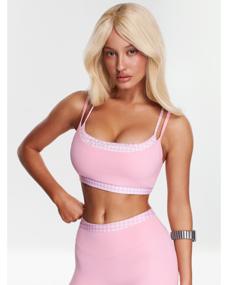 Спортивный топ-бра Neverlate Gingham Pink 