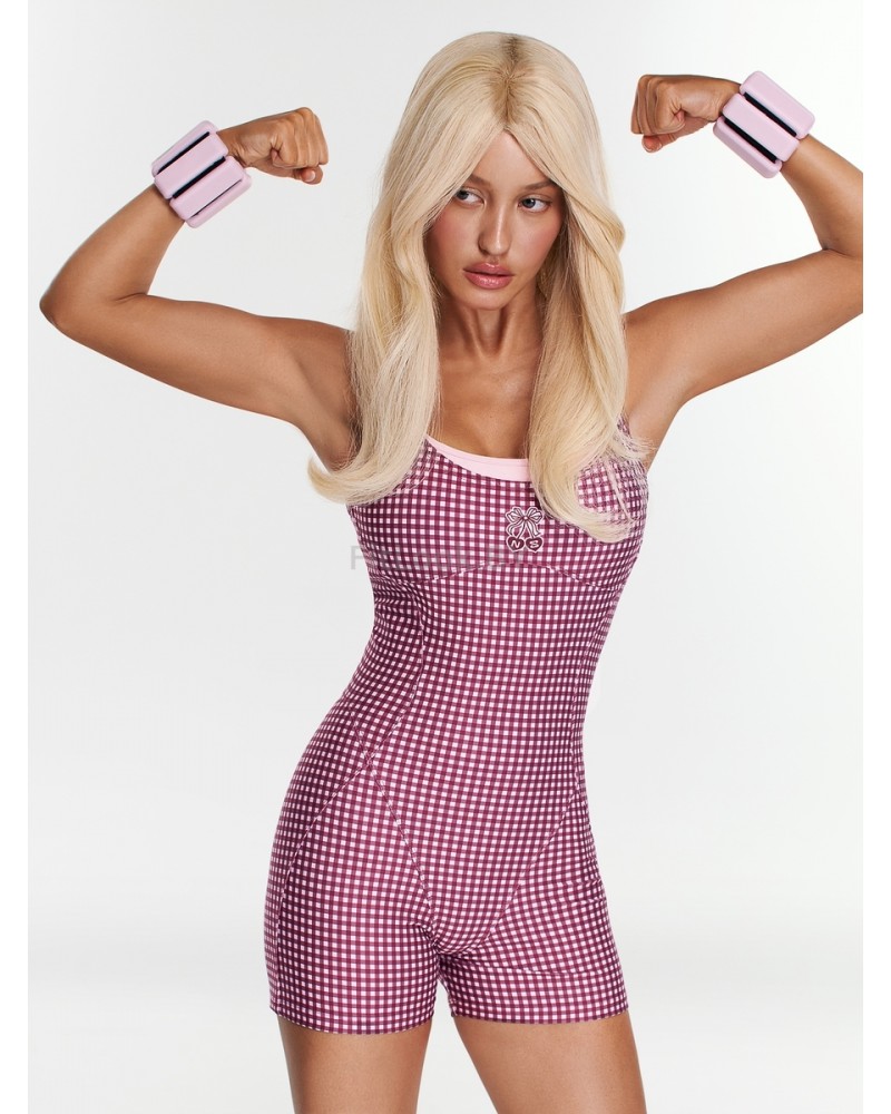 Моделирующий спортивный комбинезон c принтом Gingham