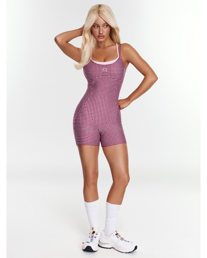 Моделирующий спортивный комбинезон c принтом Gingham