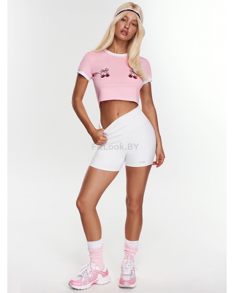 Укороченная кроп-футболка Neverlate Ringer Tee Pink