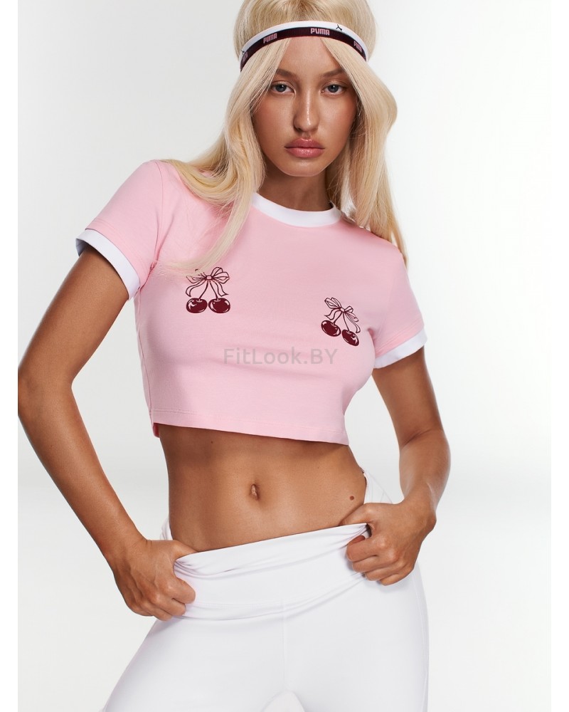 Укороченная кроп-футболка Neverlate Ringer Tee Pink