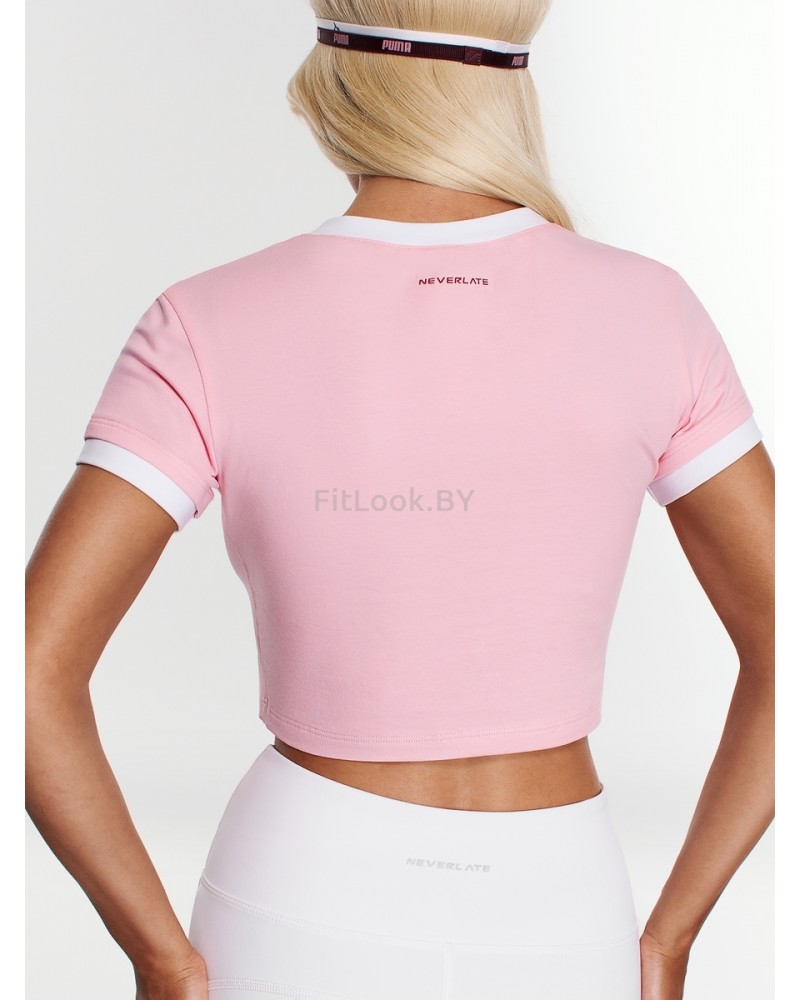 Укороченная кроп-футболка Neverlate Ringer Tee Pink