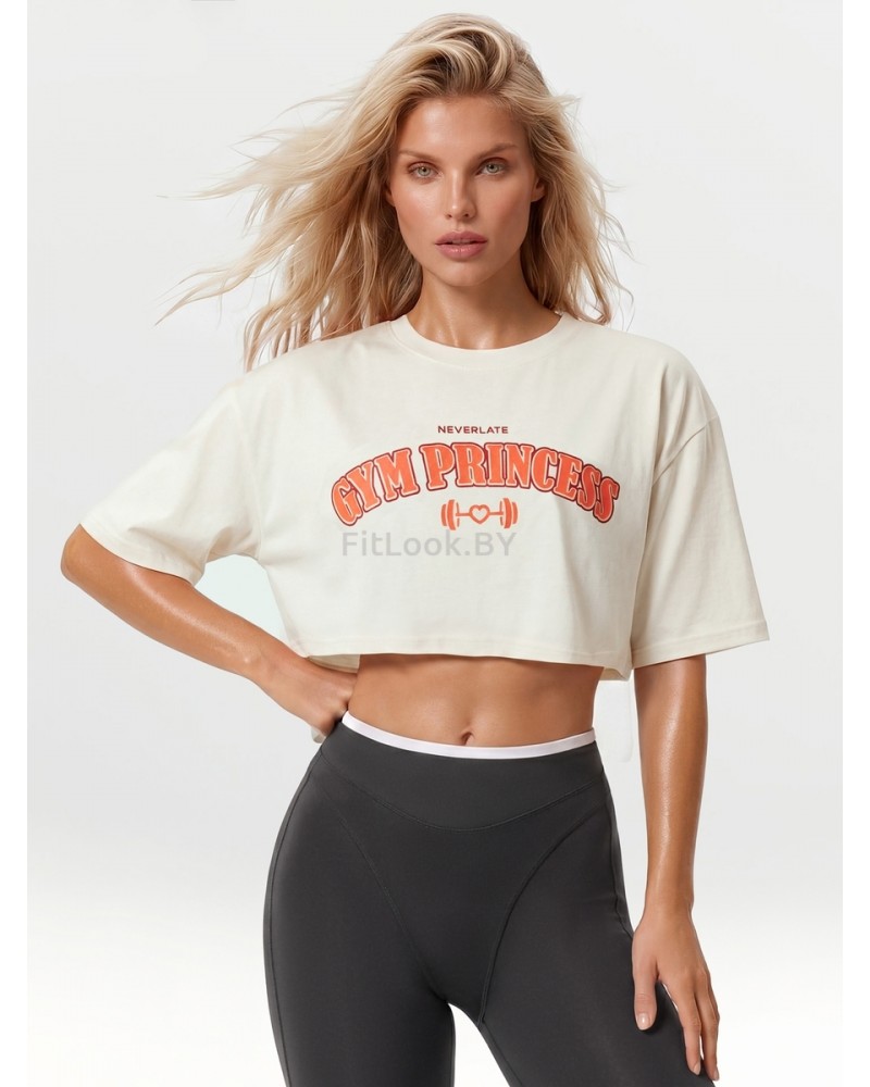 Оверсайз футболка Neverlate 19 Crop Milk GYM Princess