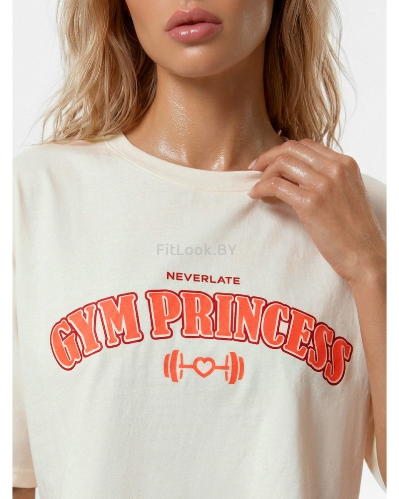 Оверсайз футболка Neverlate 19 Crop Milk GYM Princess