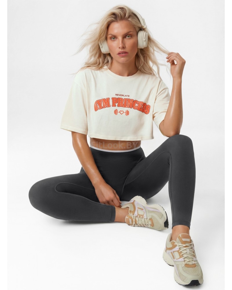 Оверсайз футболка Neverlate 19 Crop Milk GYM Princess
