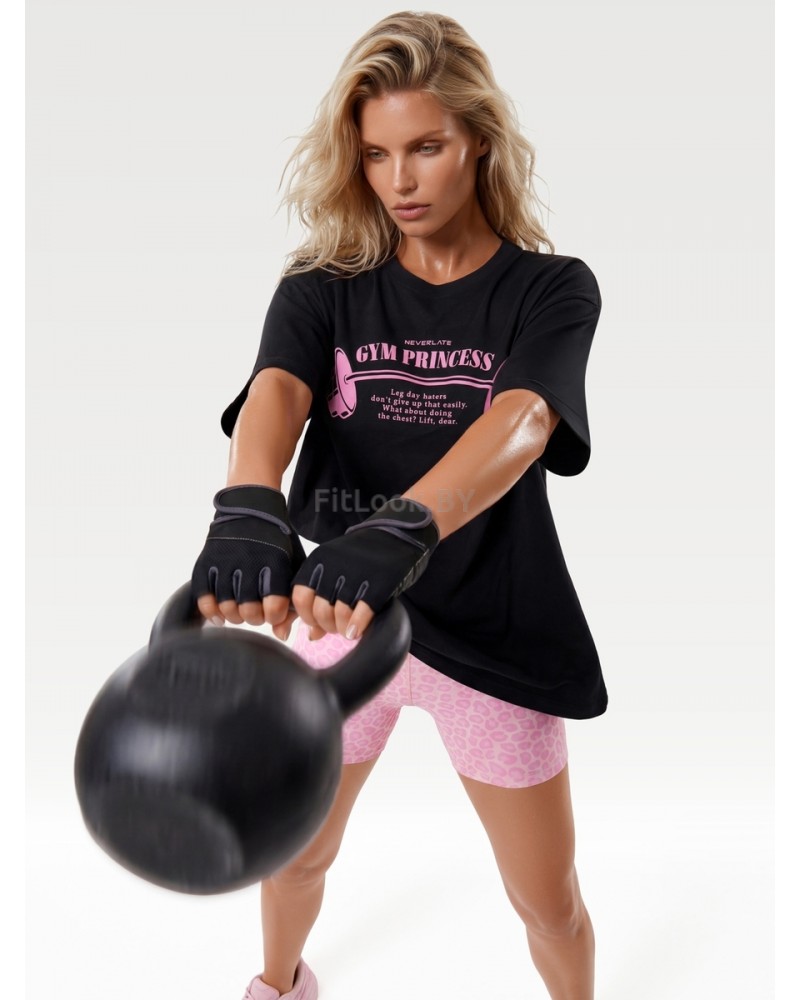 Оверсайз спортивная футболка GYM Princess чёрная