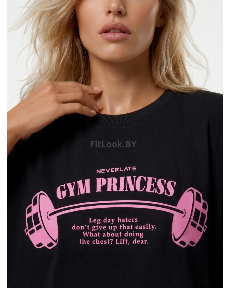 Оверсайз спортивная футболка GYM Princess чёрная