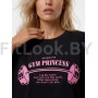 Оверсайз спортивная футболка GYM Princess чёрная