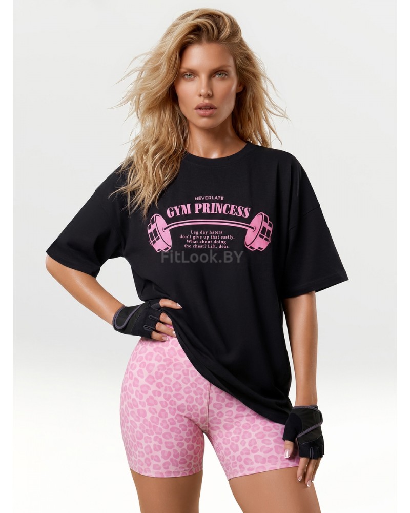 Оверсайз спортивная футболка GYM Princess чёрная