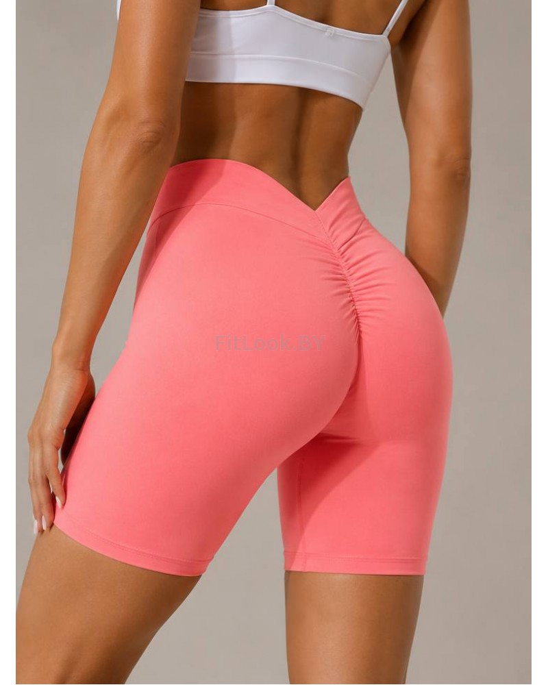 Розовые спортивные шорты со сборочкой ShapeUP Peach Pink
