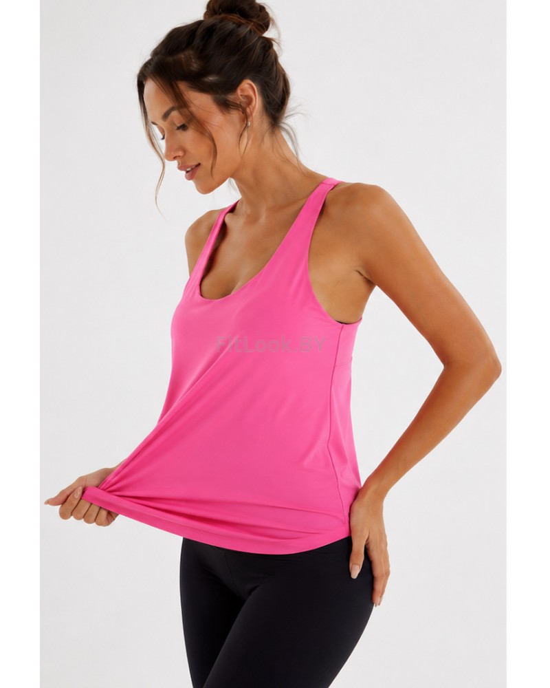 Майка спортивная со встроенным бра FITBASE Vest Pink (розовая фуксия)