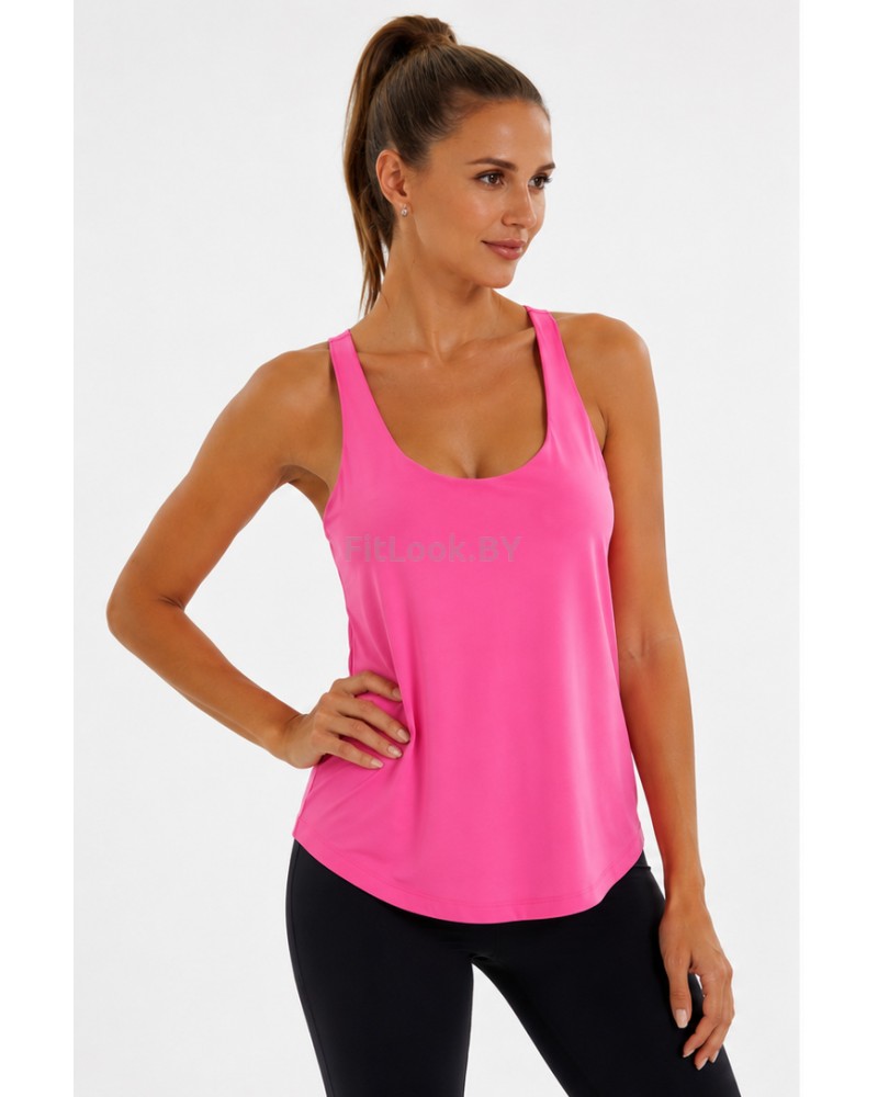 Майка спортивная со встроенным бра FITBASE Vest Pink (розовая фуксия)