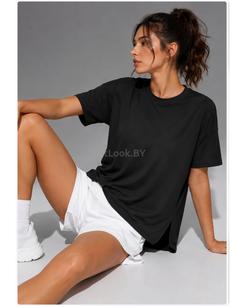 Женская свободная футболка FlowTee (Чёрная)
