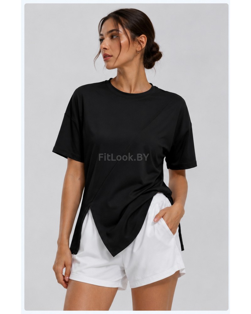 Женская свободная футболка FlowTee (Чёрная)