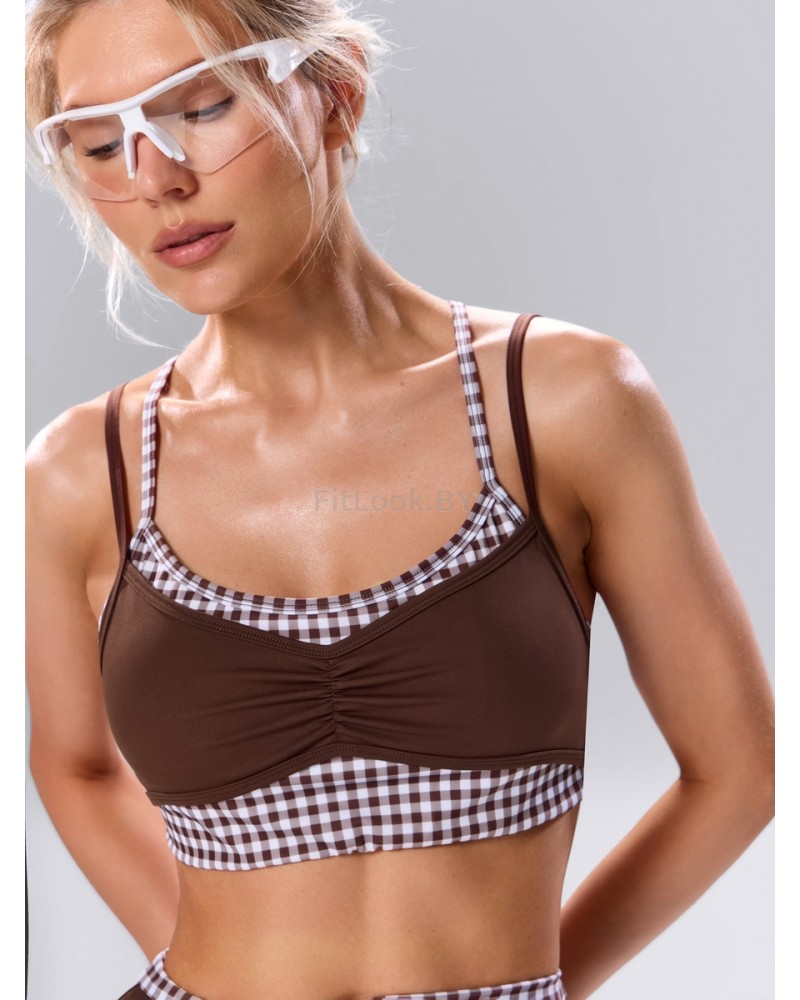 Топ спортивный двойной Gingham Brownie