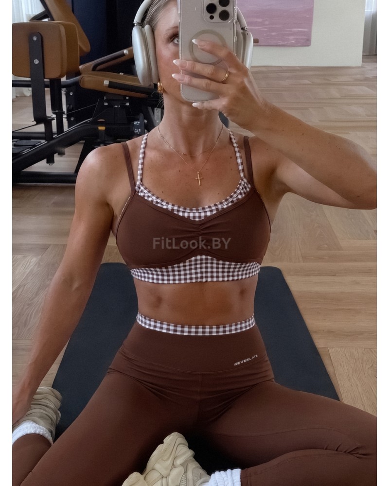 Топ спортивный двойной Gingham Brownie