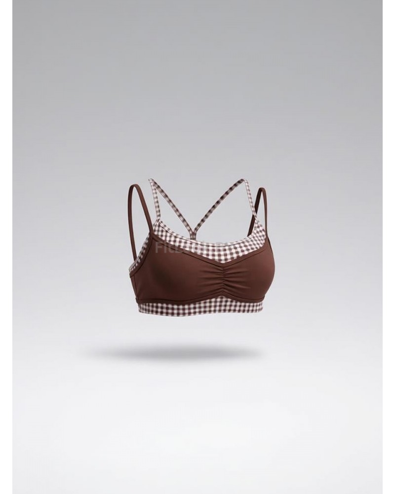 Топ спортивный двойной Gingham Brownie