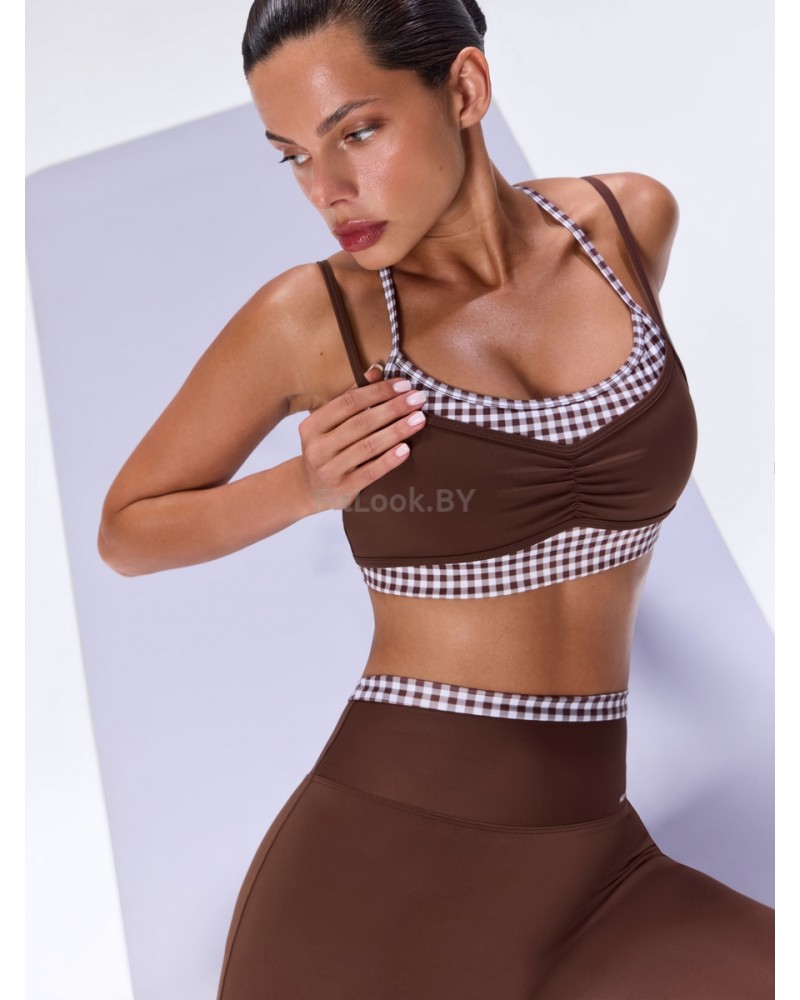 Топ спортивный двойной Gingham Brownie