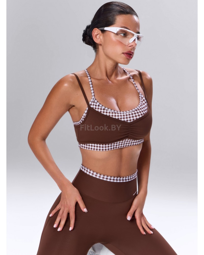 Топ спортивный двойной Gingham Brownie