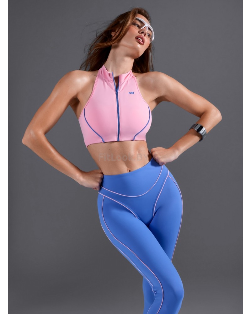 Спортивный бра-борцовка на молнии Zip Halter Pink