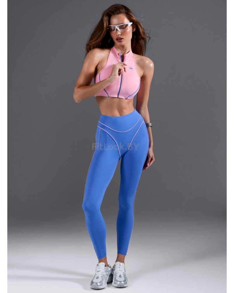 Спортивный бра-борцовка на молнии Zip Halter Pink