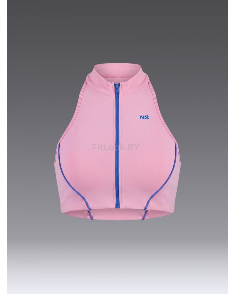 Спортивный бра-борцовка на молнии Zip Halter Pink