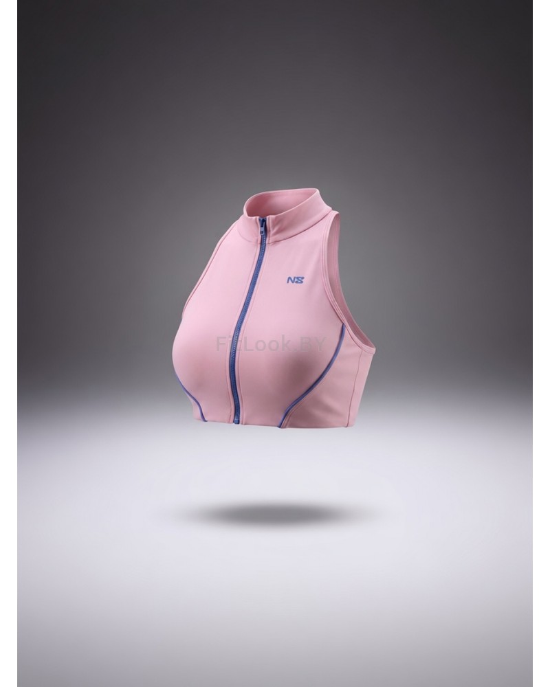 Спортивный бра-борцовка на молнии Zip Halter Pink