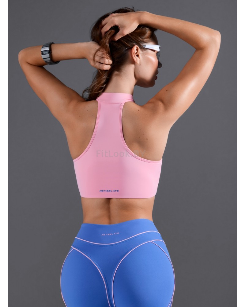 Спортивный бра-борцовка на молнии Zip Halter Pink