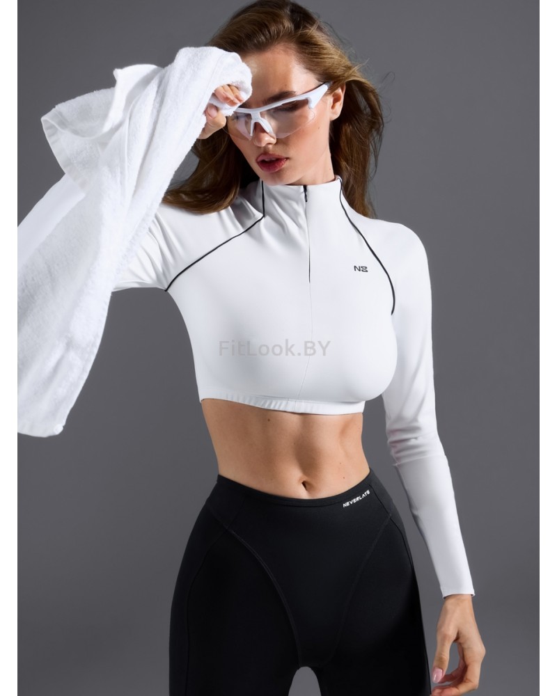 Спортивный укороченный рашгард Slim Crop White