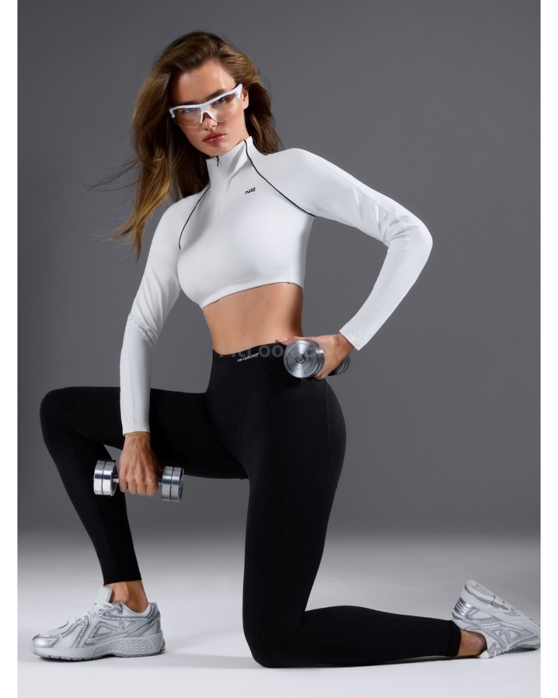 Спортивный укороченный рашгард Slim Crop White