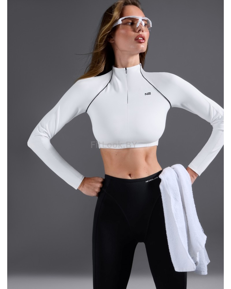 Спортивный укороченный рашгард Slim Crop White