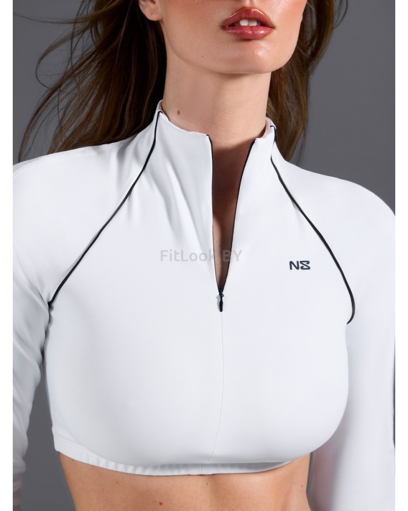 Спортивный укороченный рашгард Slim Crop White