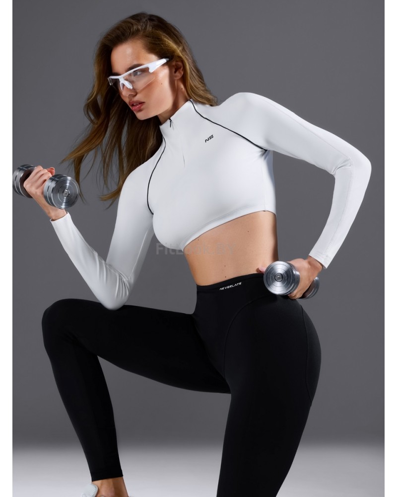Спортивный укороченный рашгард Slim Crop White