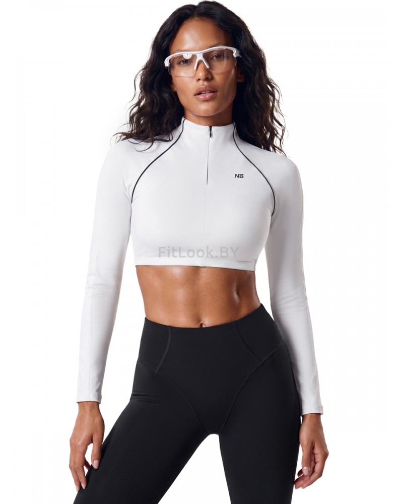 Спортивный укороченный рашгард Slim Crop White