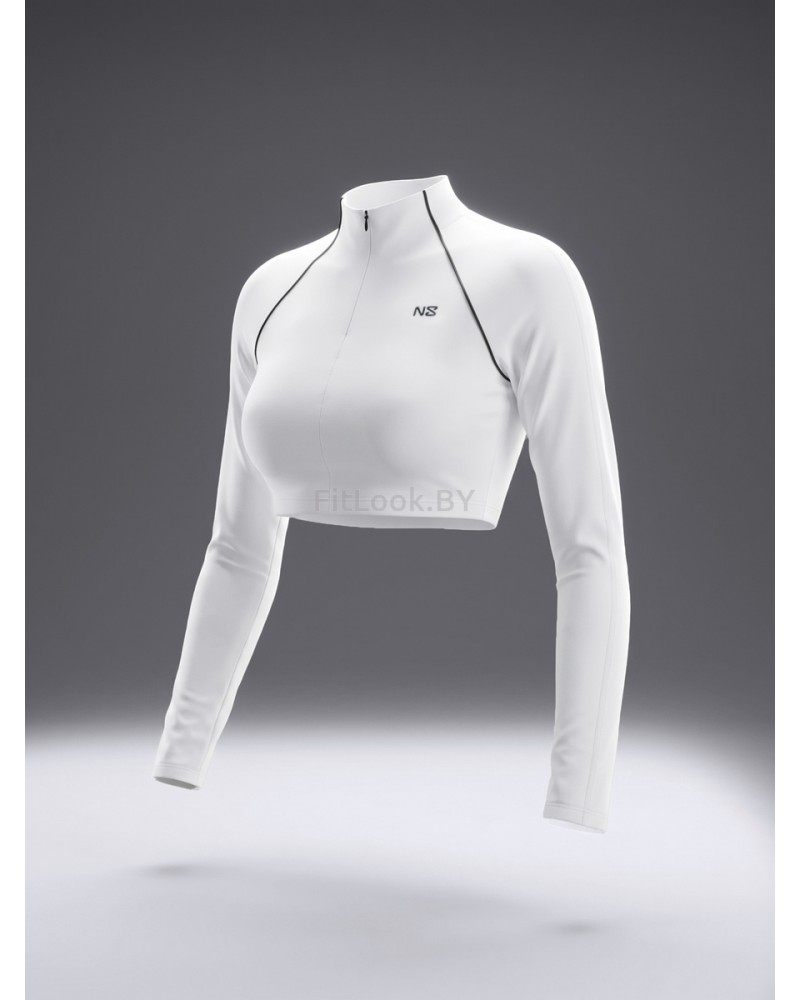 Спортивный укороченный рашгард Slim Crop White