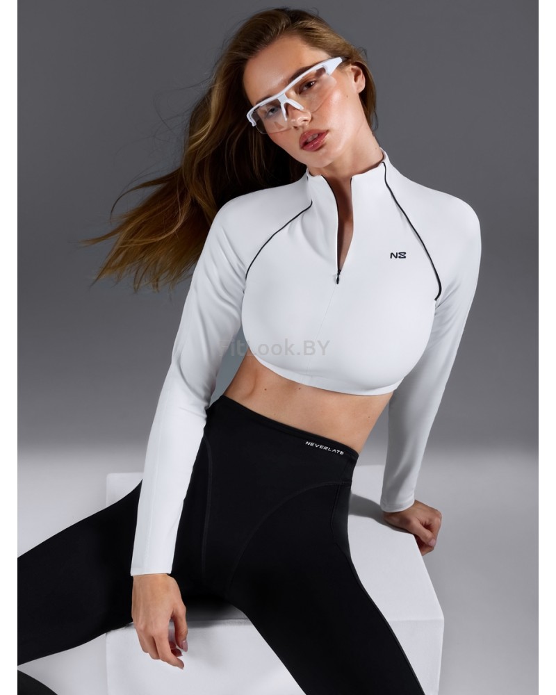 Спортивный укороченный рашгард Slim Crop White