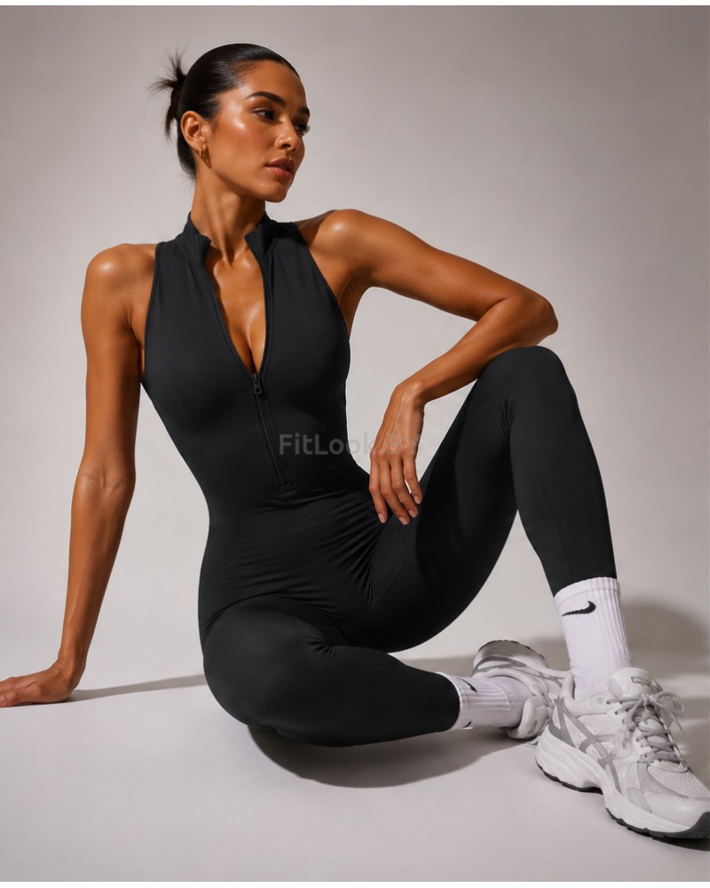 Спортивный комбинезон (ромпер) Zip Active Long Black
