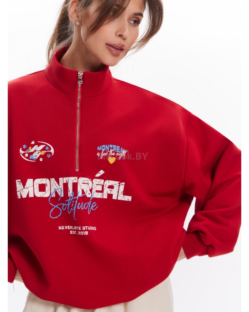Свитшот NEVERLATE с воротником на молнии Montreal Red