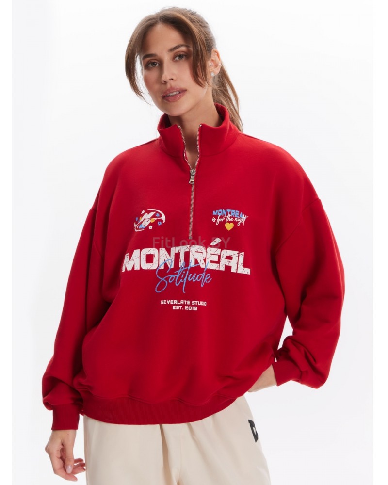 Свитшот NEVERLATE с воротником на молнии Montreal Red