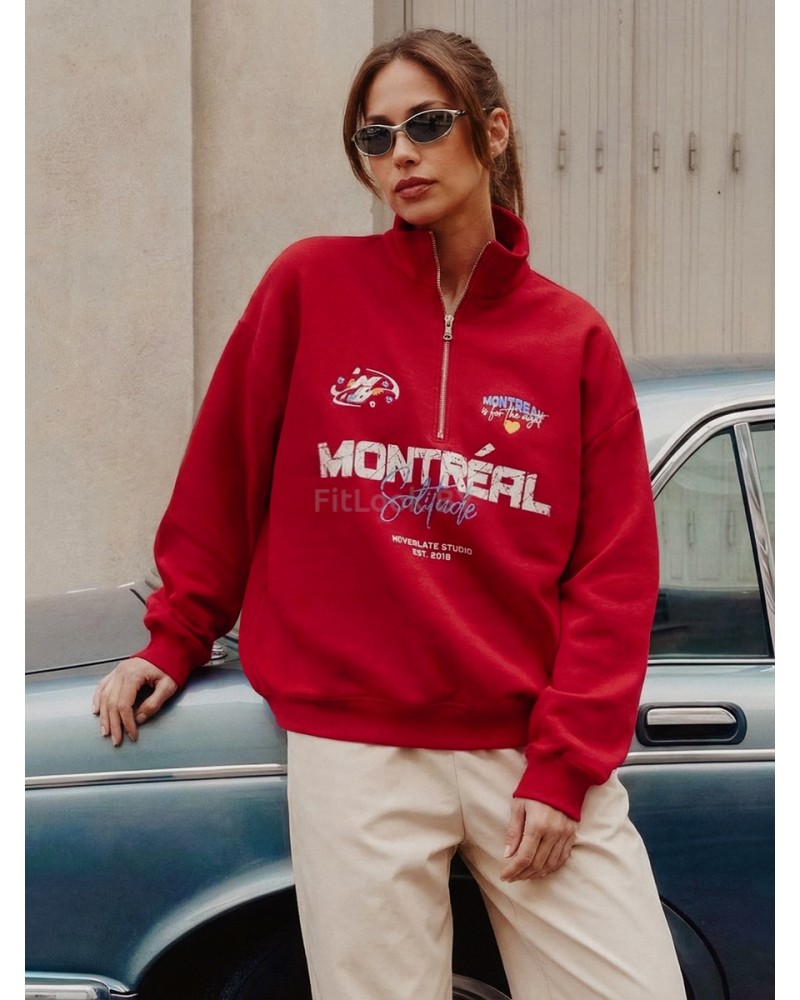 Свитшот NEVERLATE с воротником на молнии Montreal Red