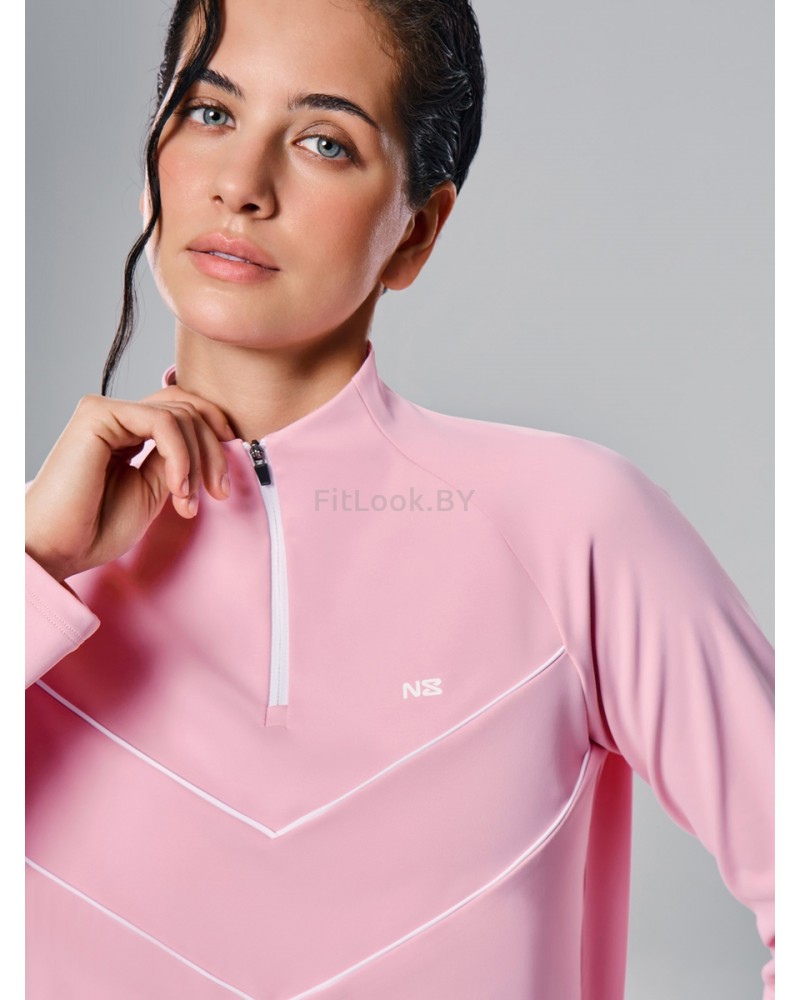 Спортивный лонгслив Neverlate Quarter-Zip (Baby Pink)