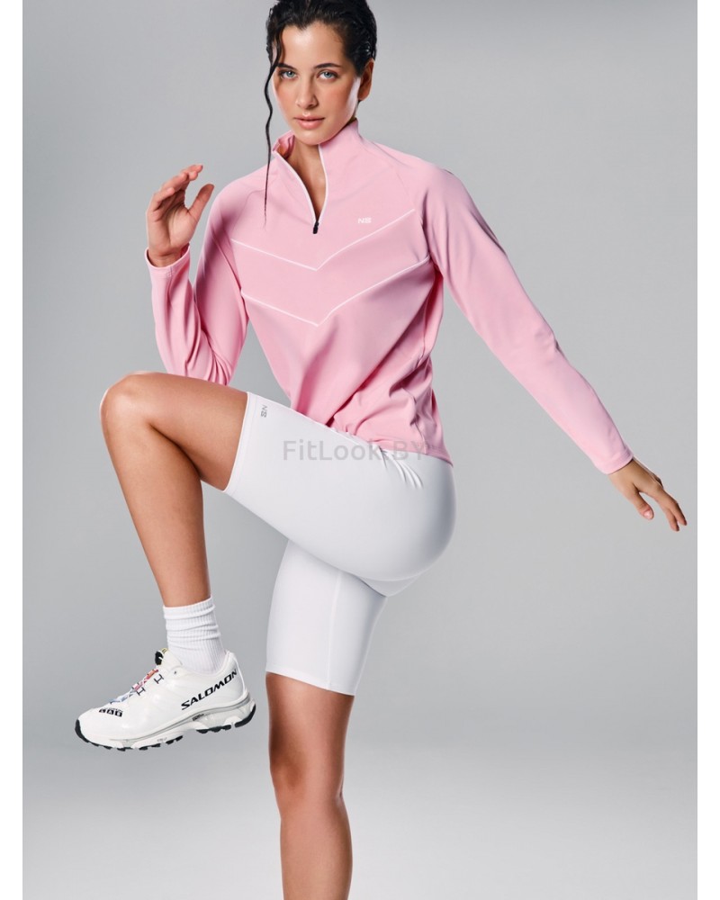 Спортивный лонгслив Neverlate Quarter-Zip (Baby Pink)