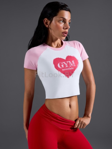Футболка Neverlate Raglan Crop Top BabyPink/White 1649.1