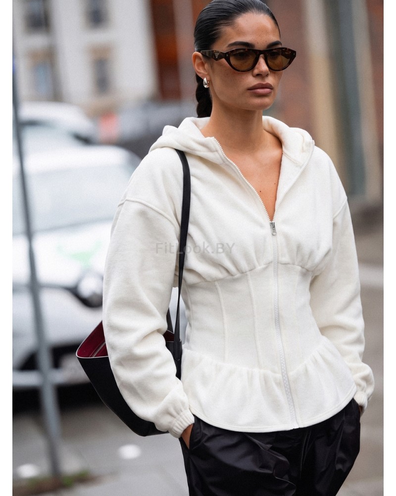 Зип-худи Neverlate Corset Fleece Milky